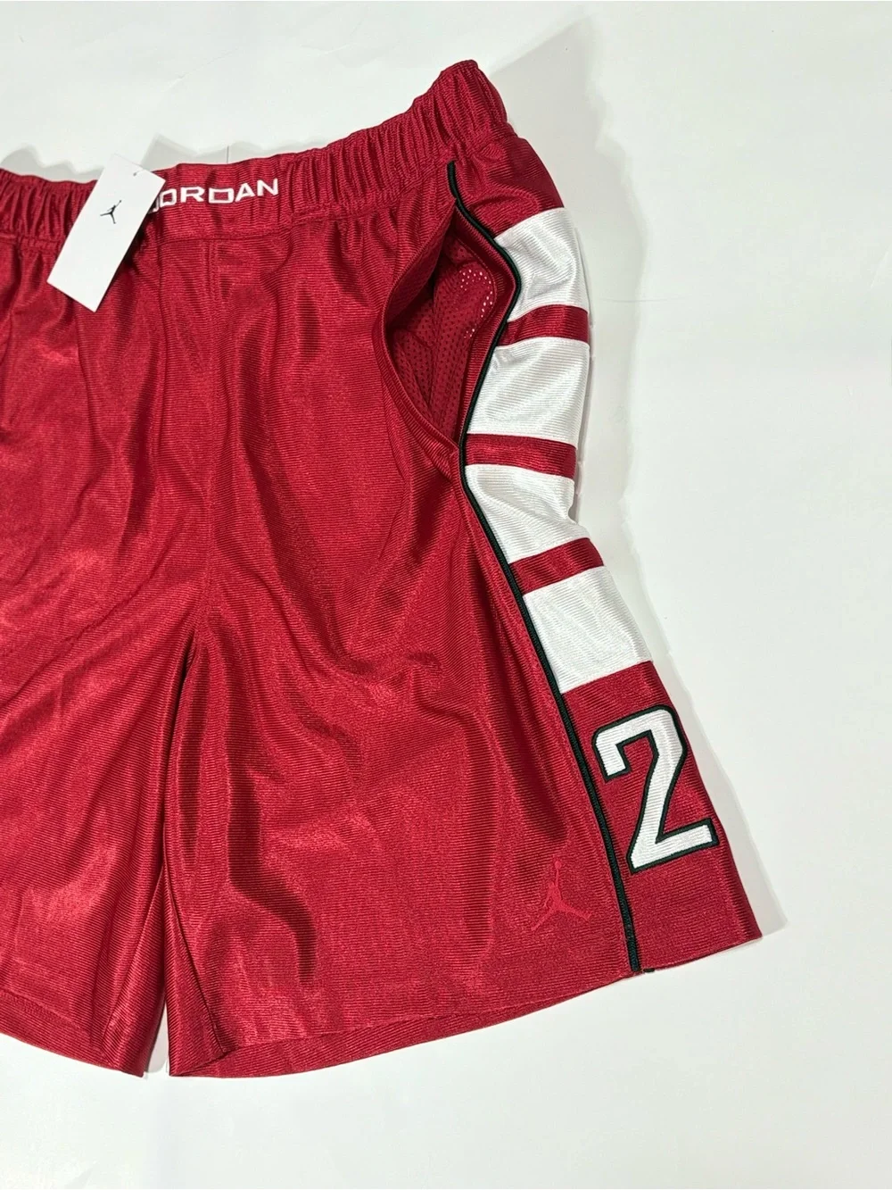 Jordan Brooklyn cat scratch Men's Basketball Shorts Red with White Side Stripes